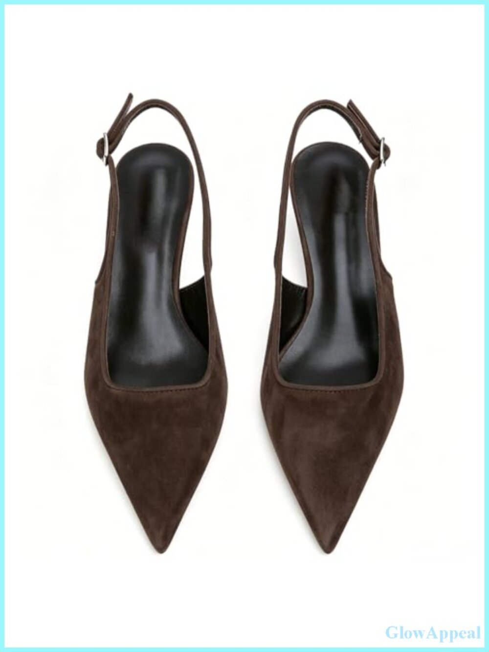 Synthetic Pointed Toe Slingback Kitten Heel Pumps - Picture 3 of 6
